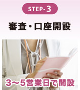 STEP-3 審査・口座開設 3〜5営業日で開設