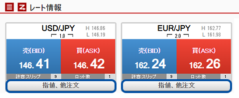 スクリーンショット:トップページ内のレートボタン