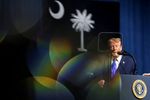 米サウスカロライナ州ロックヒルの選挙集会で演説するトランプ大統領